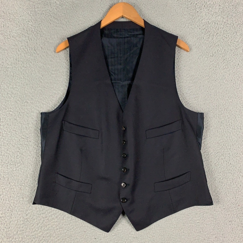 Tom Ford‎ Waistcoat Vest Men's Large L Navy/Black Luxury Formal Wool Adjustable